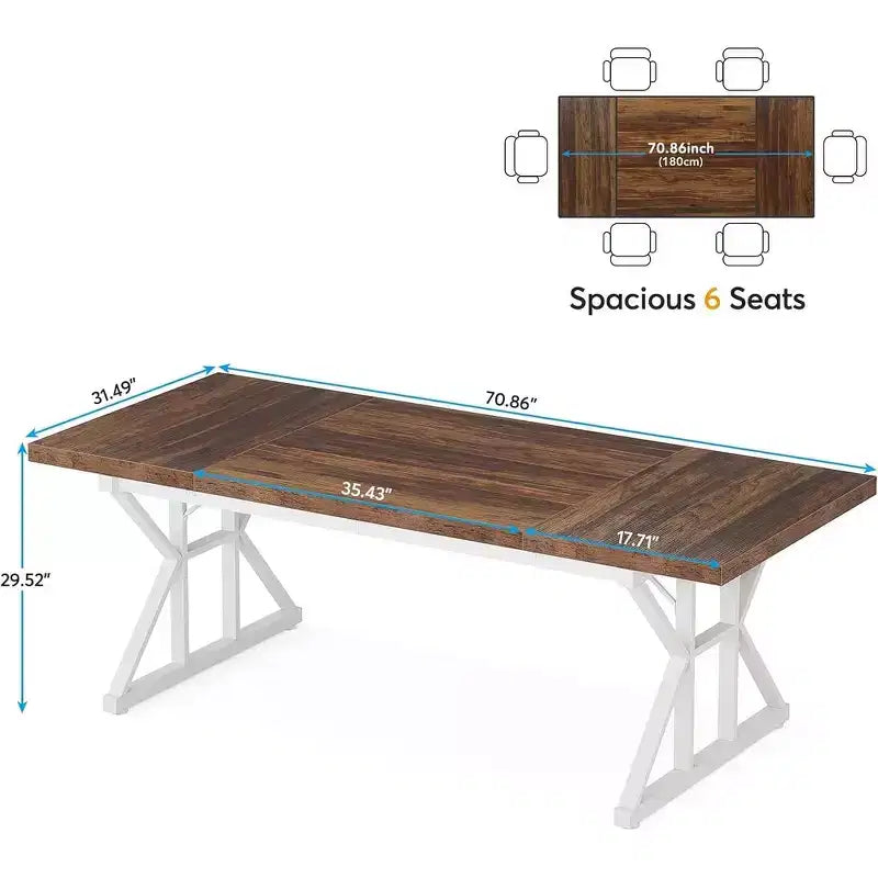 Tavolo da conferenza da 180 cm per 6 persone – MDF e metallo, 180 cm L x 80 cm P
