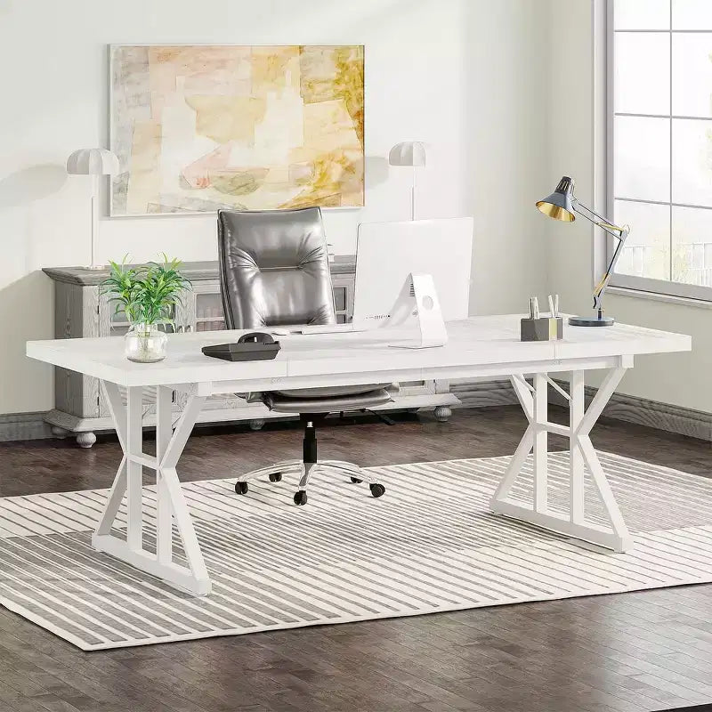 Tavolo da conferenza da 180 cm per 6 persone – MDF e metallo, 180 cm L x 80 cm P