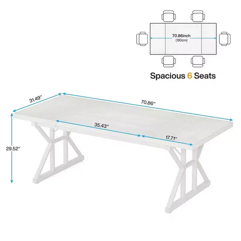 Tavolo da conferenza da 180 cm per 6 persone – MDF e metallo, 180 cm L x 80 cm P
