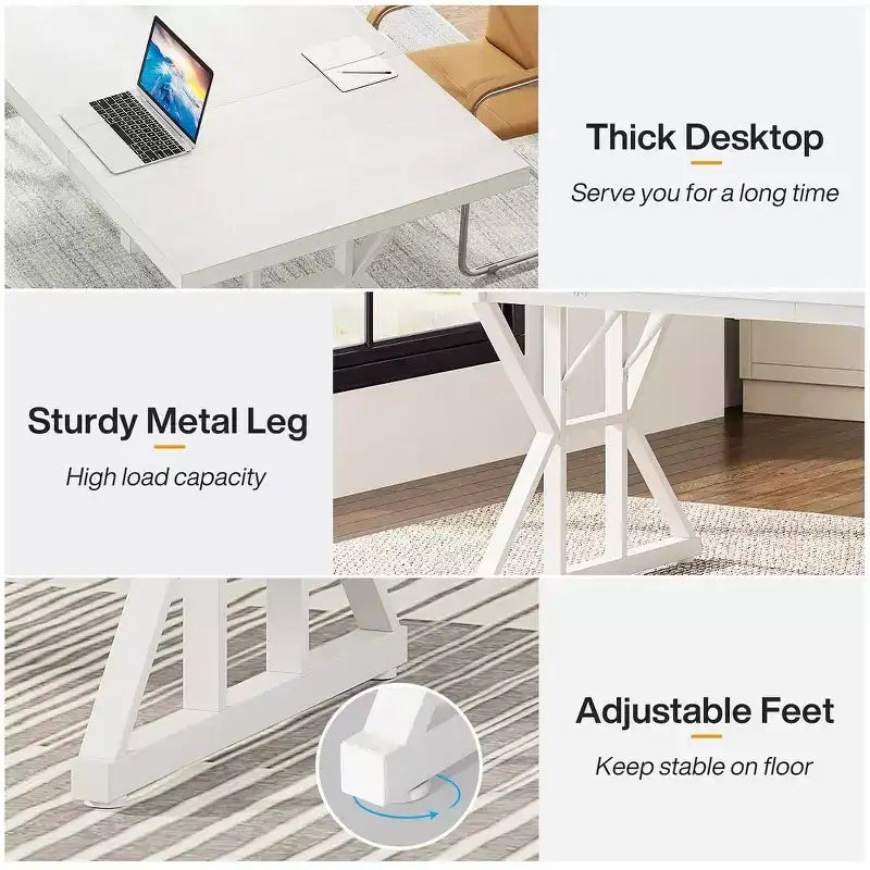 Tavolo da conferenza da 180 cm per 6 persone – MDF e metallo, 180 cm L x 80 cm P