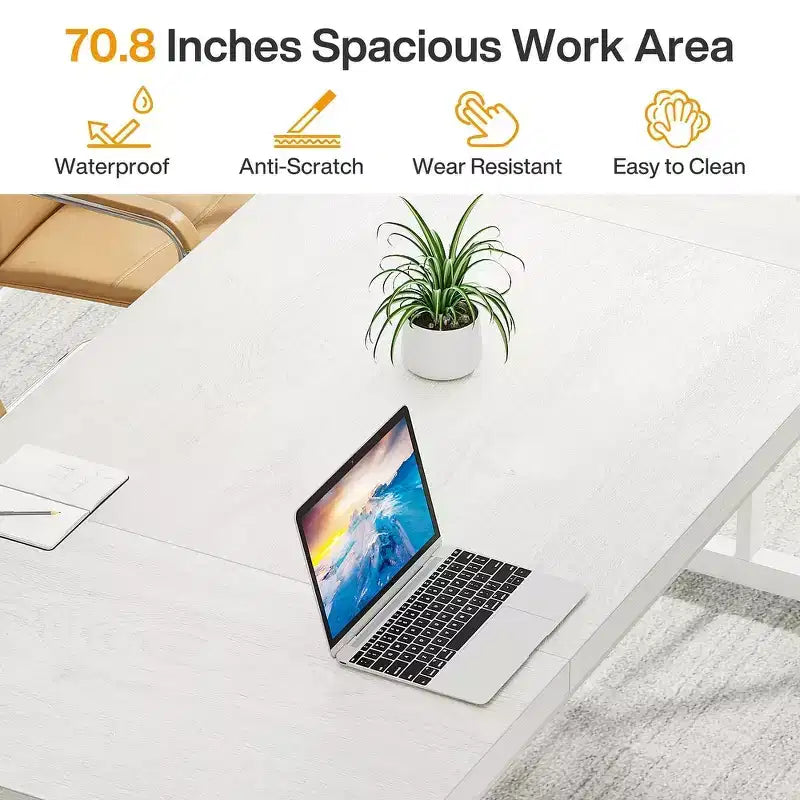 Tavolo da conferenza da 180 cm per 6 persone – MDF e metallo, 180 cm L x 80 cm P
