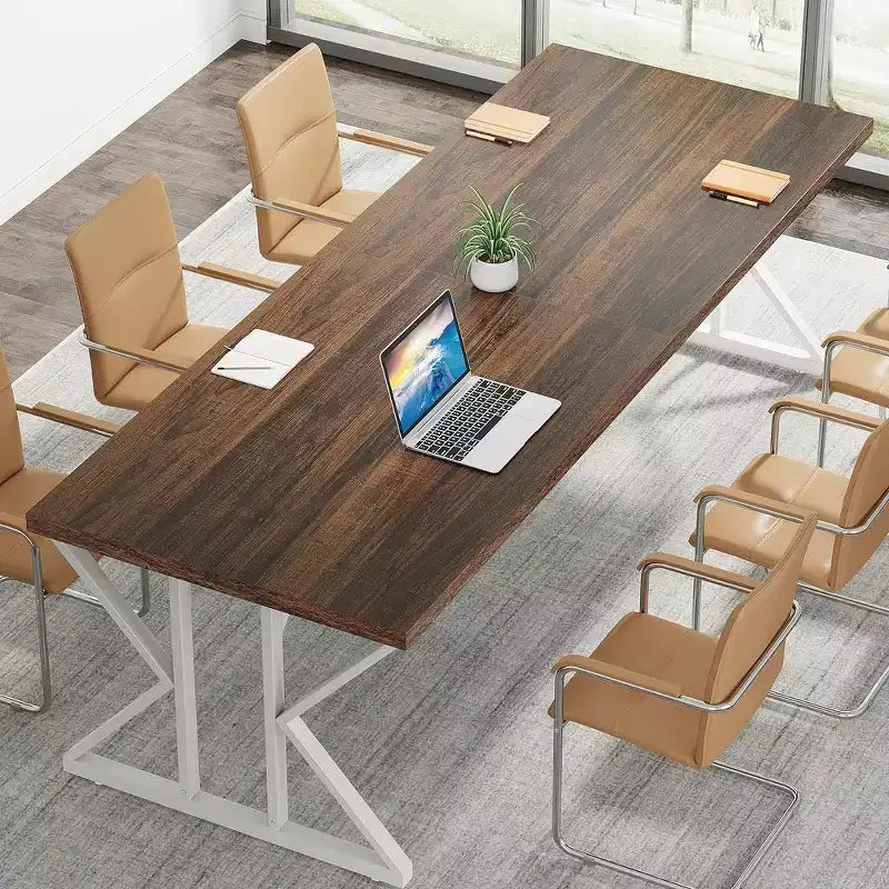 Tavolo da conferenza da 180 cm per 6 persone – MDF e metallo, 180 cm L x 80 cm P