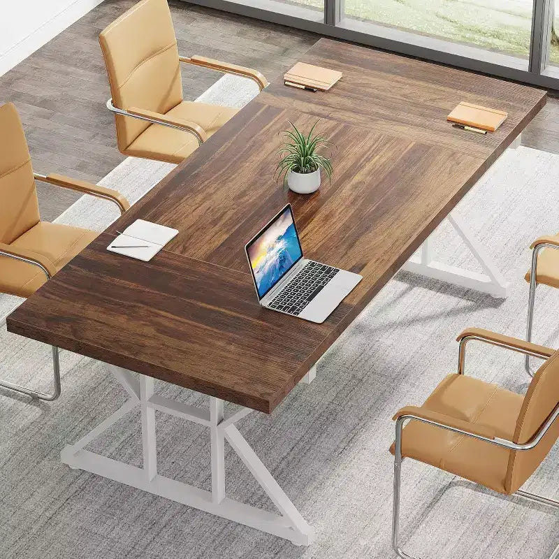Tavolo da conferenza da 180 cm per 6 persone – MDF e metallo, 180 cm L x 80 cm P