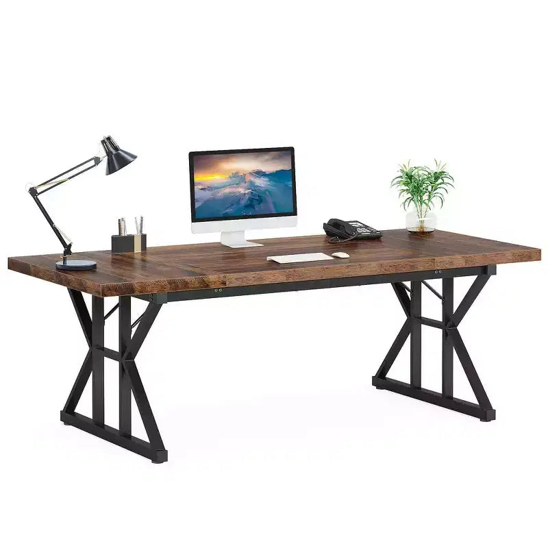 Tavolo da conferenza da 180 cm per 6 persone – MDF e metallo, 180 cm L x 80 cm P