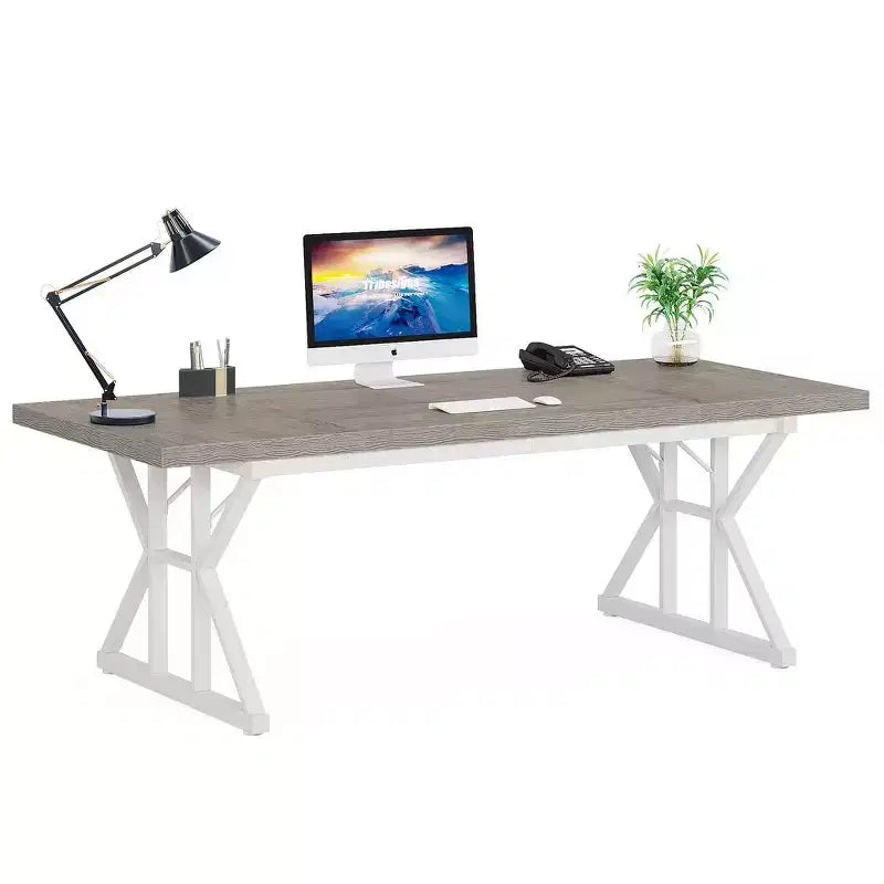 Tavolo da conferenza da 180 cm per 6 persone – MDF e metallo, 180 cm L x 80 cm P