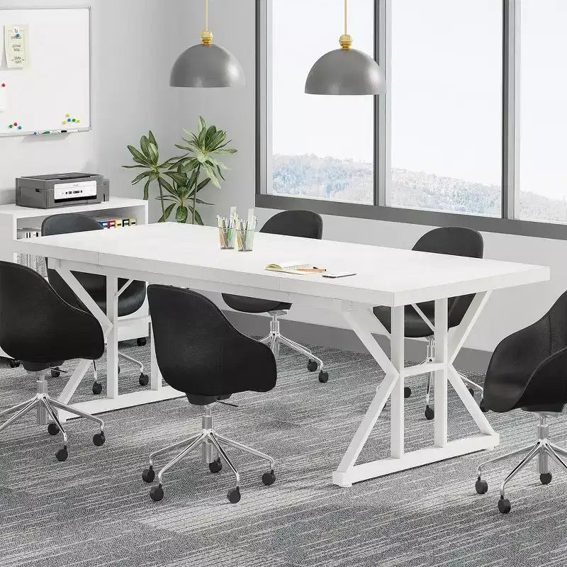 Tavolo da conferenza da 180 cm per 6 persone – MDF e metallo, 180 cm L x 80 cm P