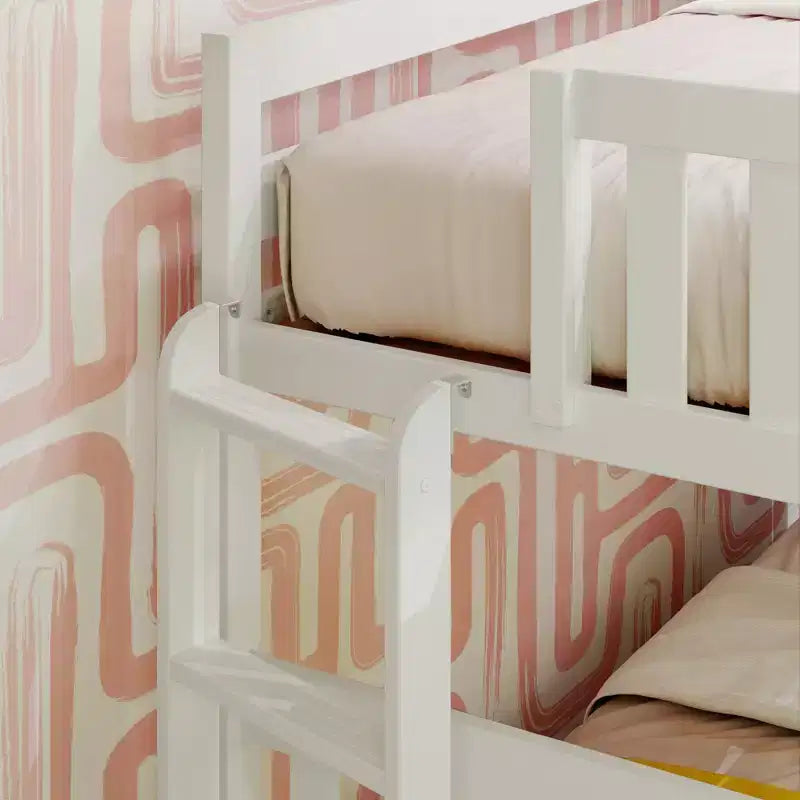 Letto a castello singolo su singolo con scaletta terminale e letto estraibile – Legno massiccio, per bambini