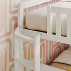 Letto a castello singolo su singolo con scaletta terminale e letto estraibile – Legno massiccio, per bambini