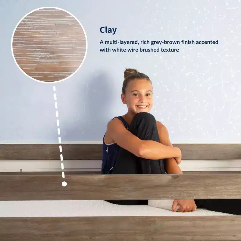 Letto a castello singolo su singolo con scaletta terminale e letto estraibile – Legno massiccio, per bambini