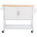 Kesler 2 Door 1 Shelf Kitchen Cart - KCH8705 - White/Natural - Safavieh
