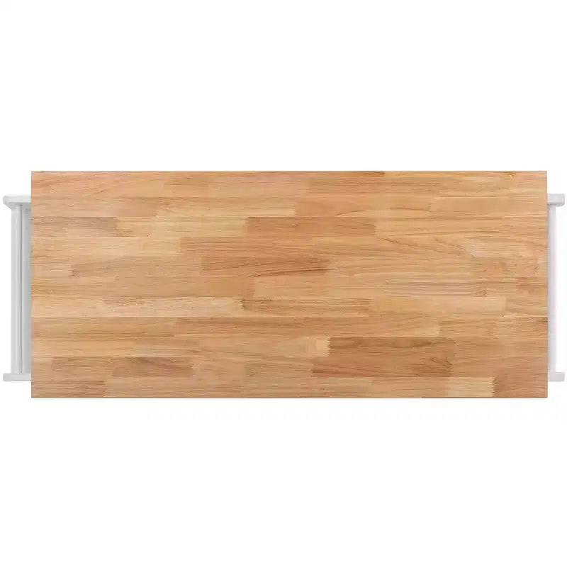 Carrello da cucina con 2 ante e 1 ripiano – Bianco e piano in legno naturale