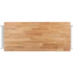 Carrello da cucina con 2 ante e 1 ripiano – Bianco e piano in legno naturale