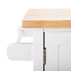 Carrello da cucina con 2 ante e 1 ripiano – Bianco e piano in legno naturale