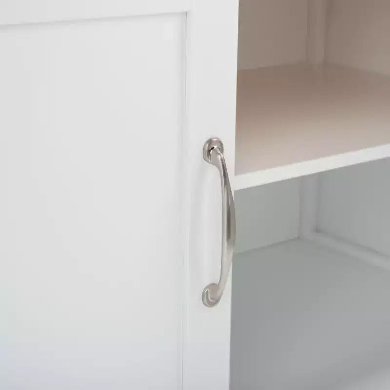 Carrello da cucina con 2 ante e 1 ripiano – Bianco e piano in legno naturale