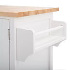 Carrello da cucina con 2 ante e 1 ripiano – Bianco e piano in legno naturale