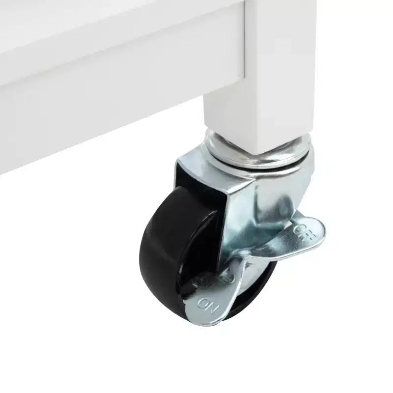 Carrello da cucina con 2 ante e 1 ripiano – Bianco e piano in legno naturale