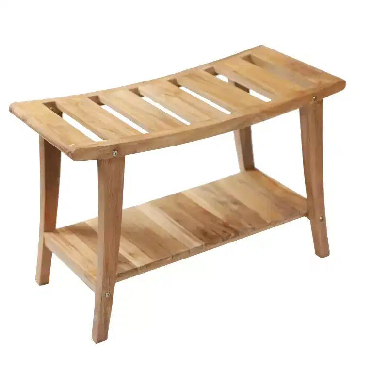 Panca da doccia in teak da 30" con ripiano inferiore – Resistente all'acqua