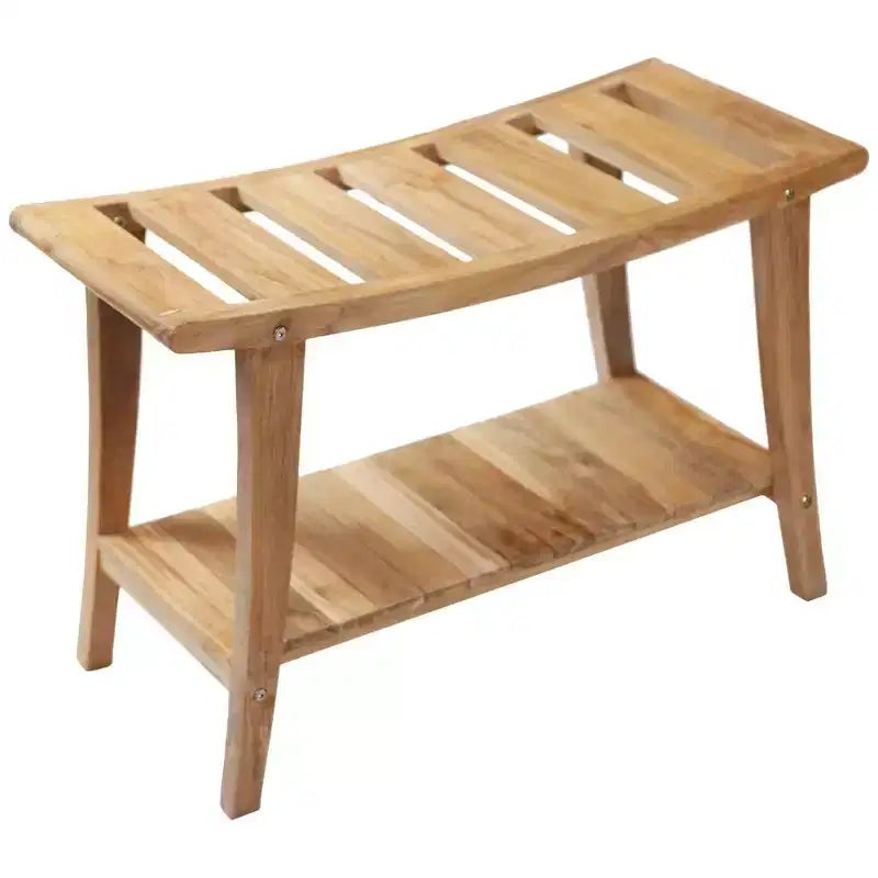 Panca da doccia in teak da 30" con ripiano inferiore – Resistente all'acqua