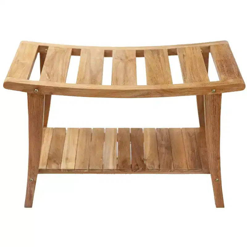 Panca da doccia in teak da 30" con ripiano inferiore – Resistente all'acqua
