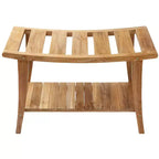 Panca da doccia in teak da 30" con ripiano inferiore – Resistente all'acqua