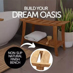 Panca da doccia in teak da 30" con ripiano inferiore – Resistente all'acqua