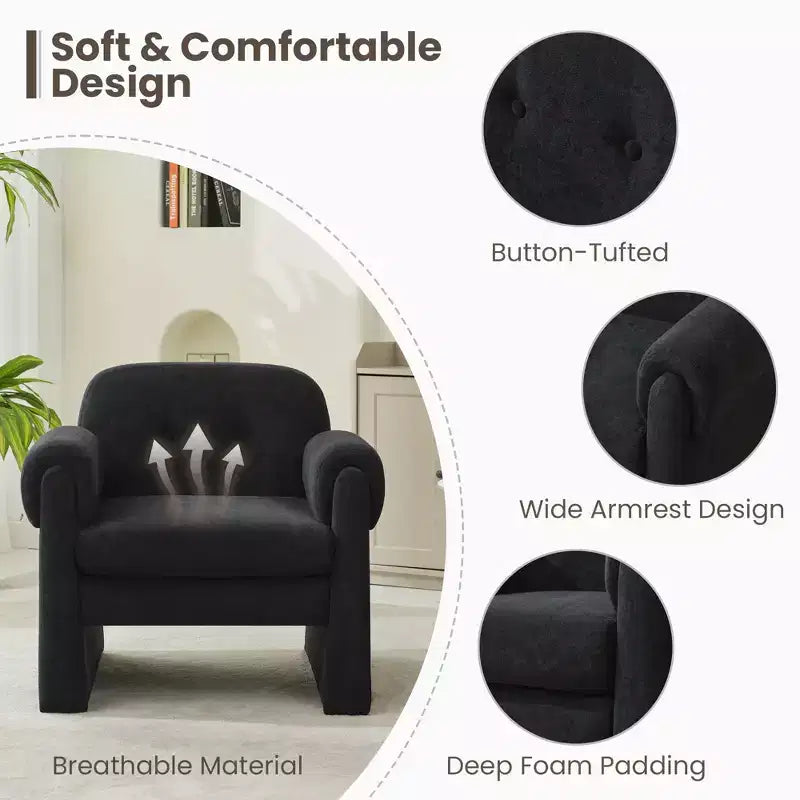 Poltrona Accent Imbottita Nuvola Soffice – Poltrona in Velluto per Camera da Letto e Soggiorno