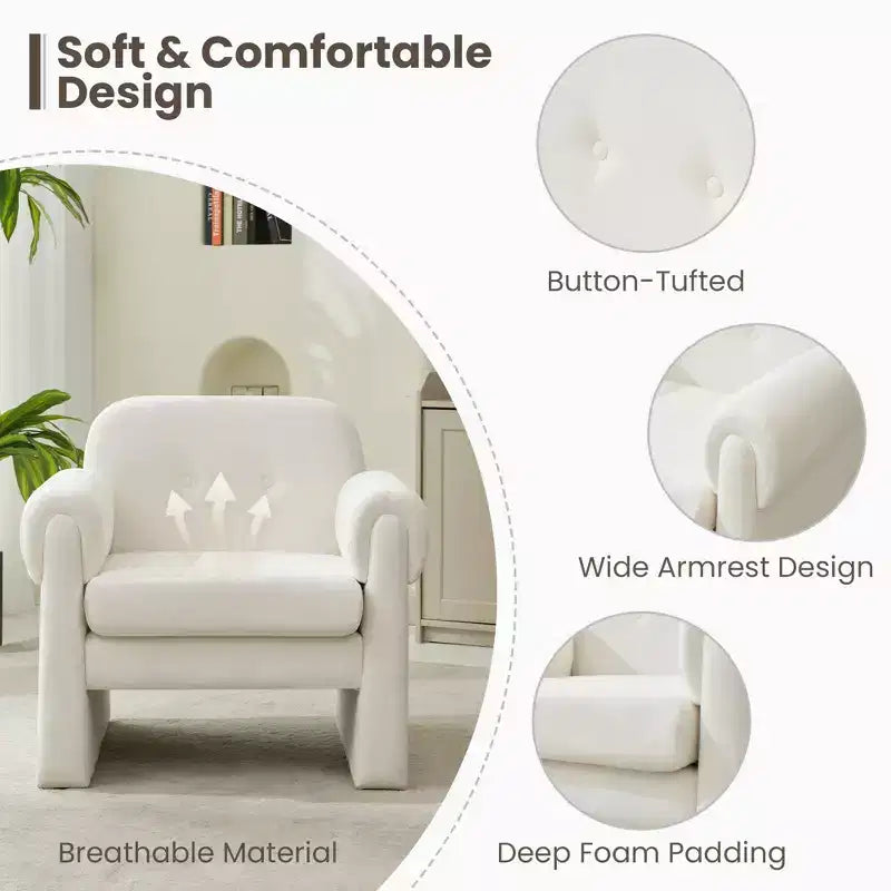 Poltrona Accent Imbottita Nuvola Soffice – Poltrona in Velluto per Camera da Letto e Soggiorno