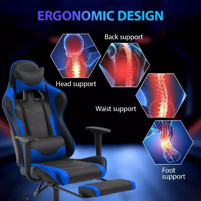 Sedia da Gaming Racing in Pelle PU con Supporto Lombare e Girevole a 360°