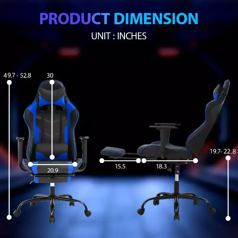 Sedia da Gaming Racing in Pelle PU con Supporto Lombare e Girevole a 360°