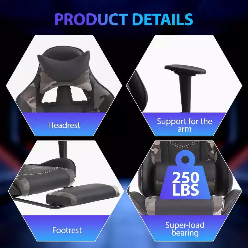 Sedia da Gaming Racing in Pelle PU con Supporto Lombare e Girevole a 360°