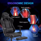 Sedia da Gaming Racing in Pelle PU con Supporto Lombare e Girevole a 360°