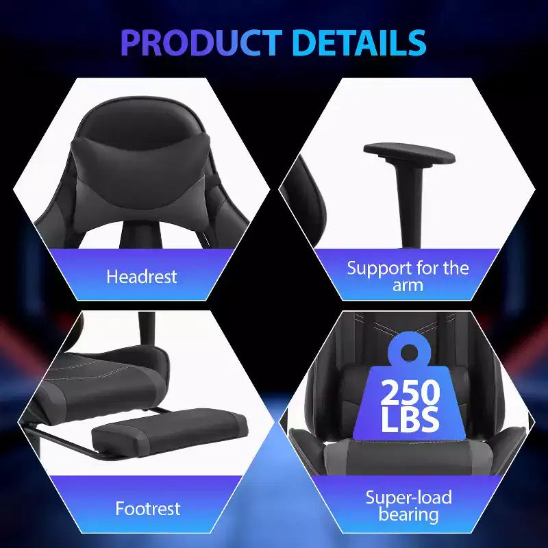 Sedia da Gaming Racing in Pelle PU con Supporto Lombare e Girevole a 360°