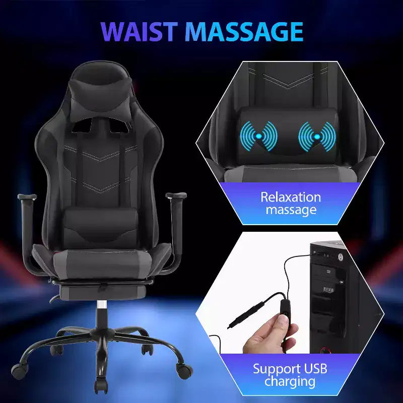 Sedia da Gaming Racing in Pelle PU con Supporto Lombare e Girevole a 360°