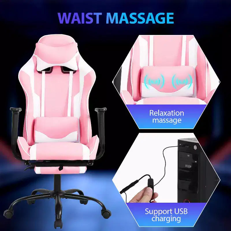 Sedia da Gaming Racing in Pelle PU con Supporto Lombare e Girevole a 360°