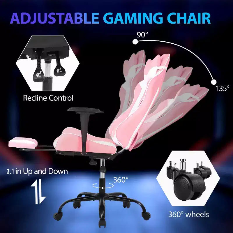 Sedia da Gaming Racing in Pelle PU con Supporto Lombare e Girevole a 360°