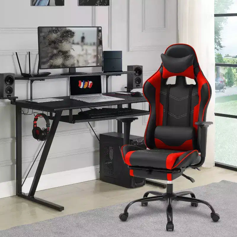 Sedia da Gaming Racing in Pelle PU con Supporto Lombare e Girevole a 360°