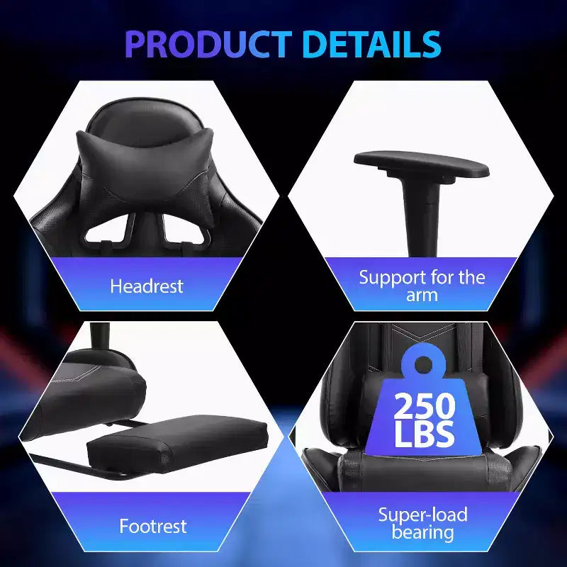 Sedia da Gaming Racing in Pelle PU con Supporto Lombare e Girevole a 360°