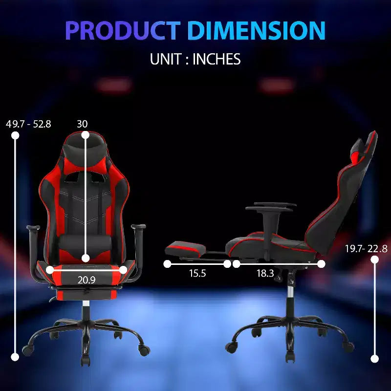 Sedia da Gaming Racing in Pelle PU con Supporto Lombare e Girevole a 360°