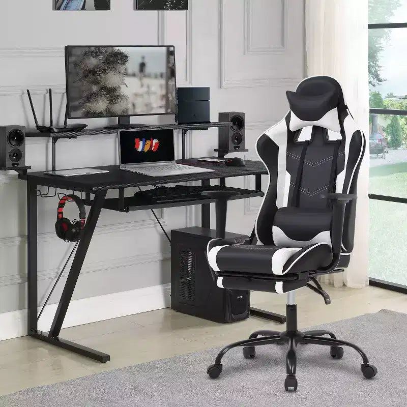 Sedia da Gaming Racing in Pelle PU con Supporto Lombare e Girevole a 360°