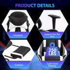Sedia da Gaming Racing in Pelle PU con Supporto Lombare e Girevole a 360°