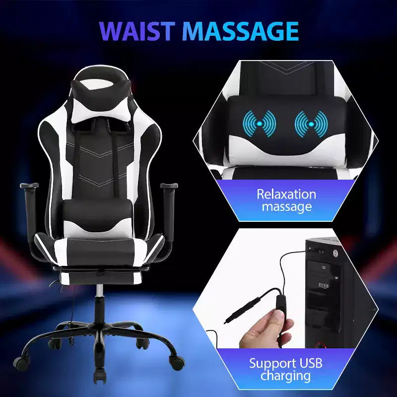 Sedia da Gaming Racing in Pelle PU con Supporto Lombare e Girevole a 360°
