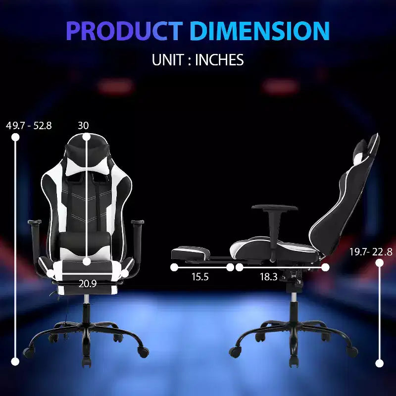 Sedia da Gaming Racing in Pelle PU con Supporto Lombare e Girevole a 360°
