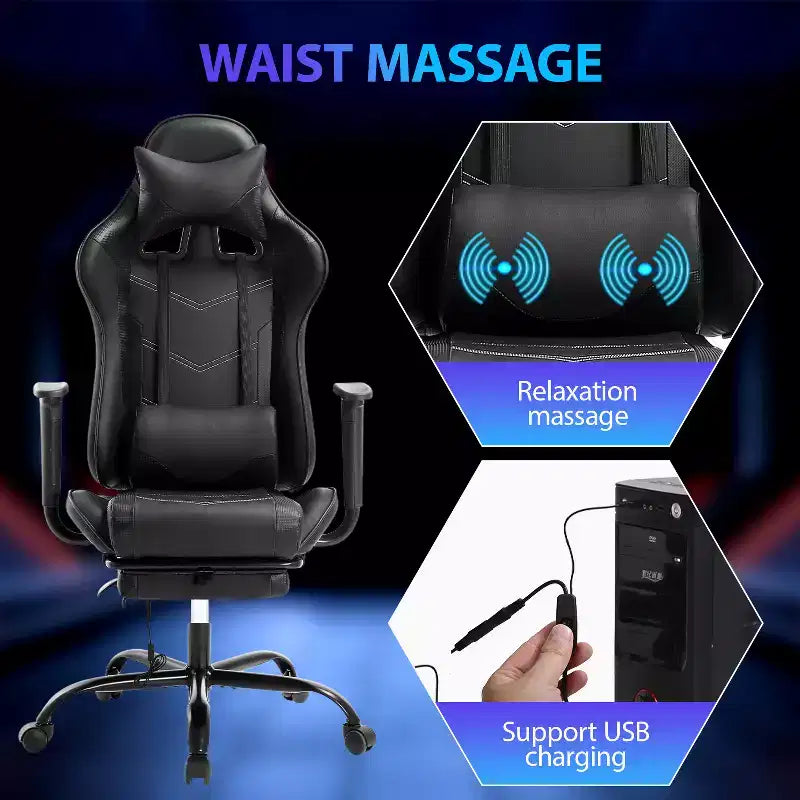 Sedia da Gaming Racing in Pelle PU con Supporto Lombare e Girevole a 360°