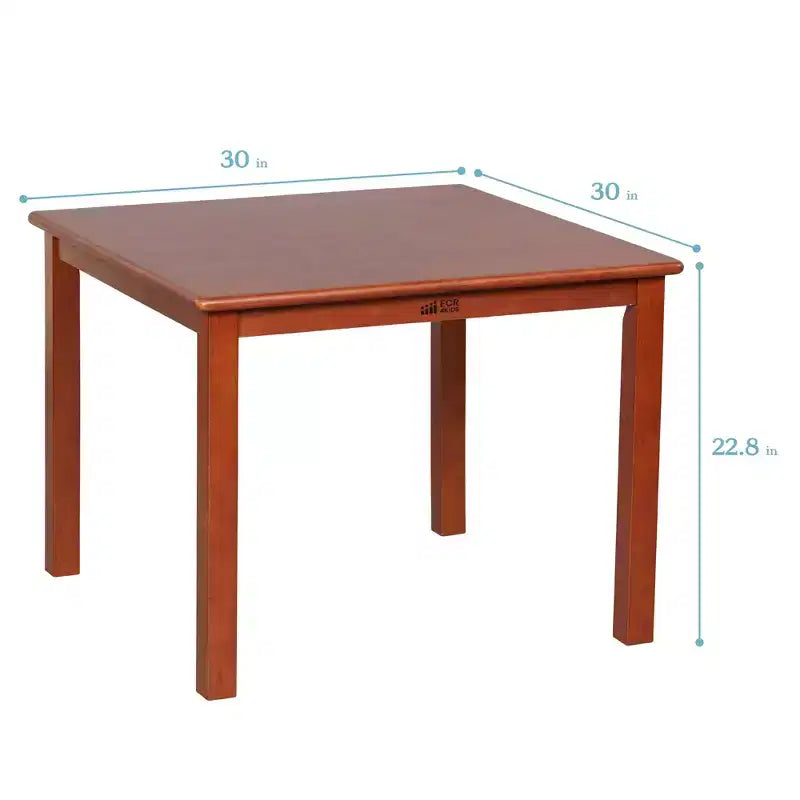 Tavolo per attività per bambini quadrato in legno massello 30" x 30" – Gambe da 22"
