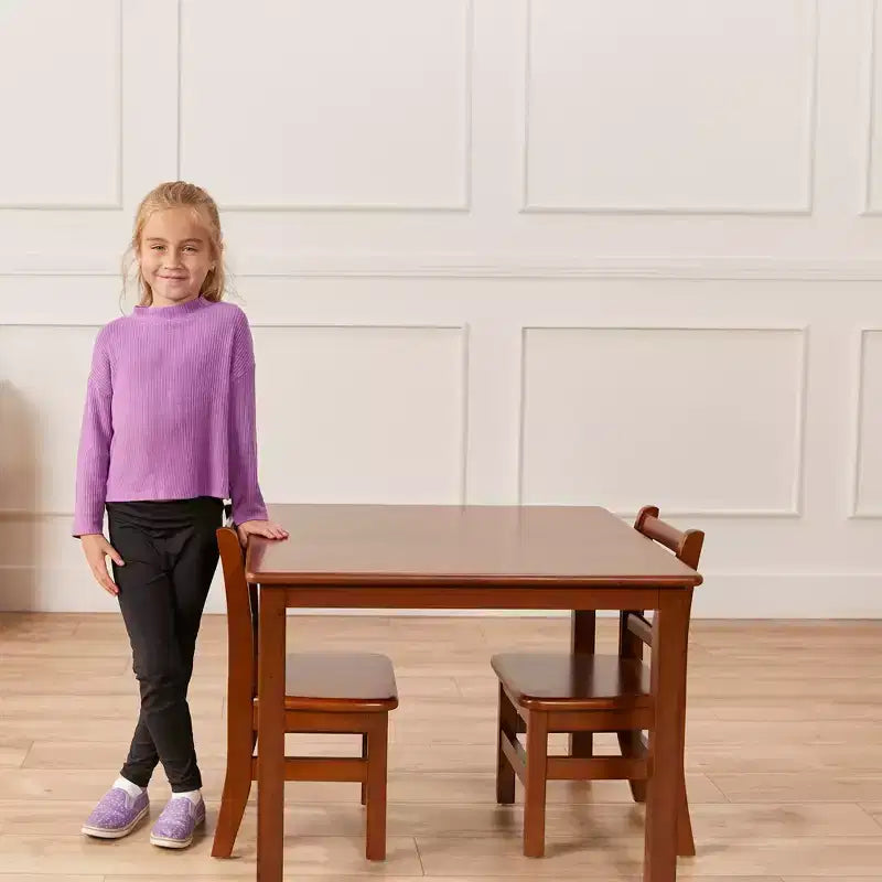 Tavolo per attività per bambini quadrato in legno massello 30" x 30" – Gambe da 22"