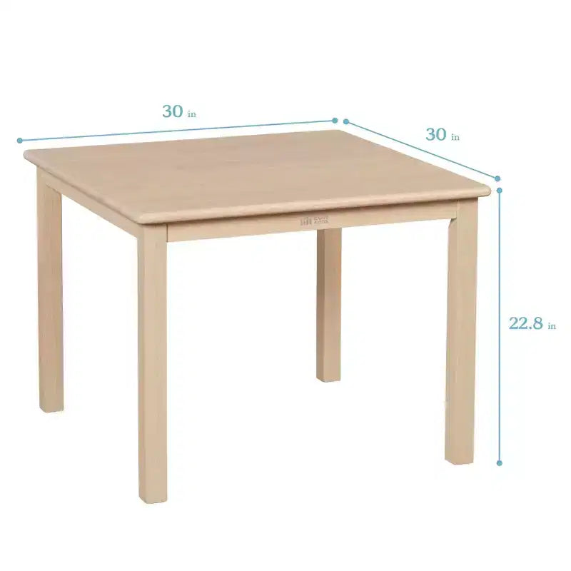 Tavolo per attività per bambini quadrato in legno massello 30" x 30" – Gambe da 22"