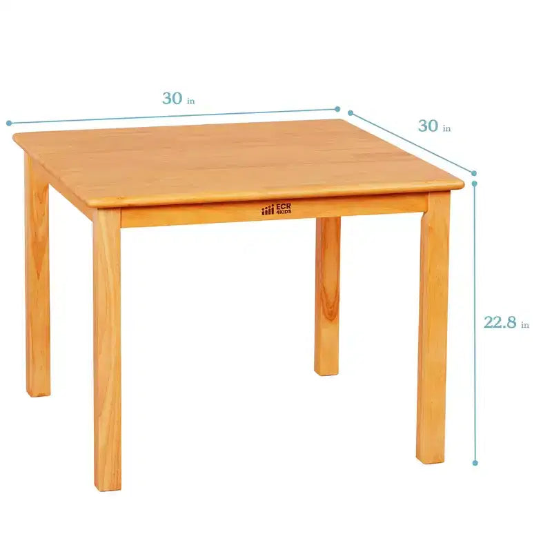 Tavolo per attività per bambini quadrato in legno massello 30" x 30" – Gambe da 22"
