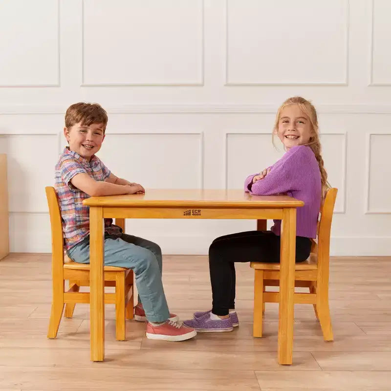 Tavolo per attività per bambini quadrato in legno massello 30" x 30" – Gambe da 22"
