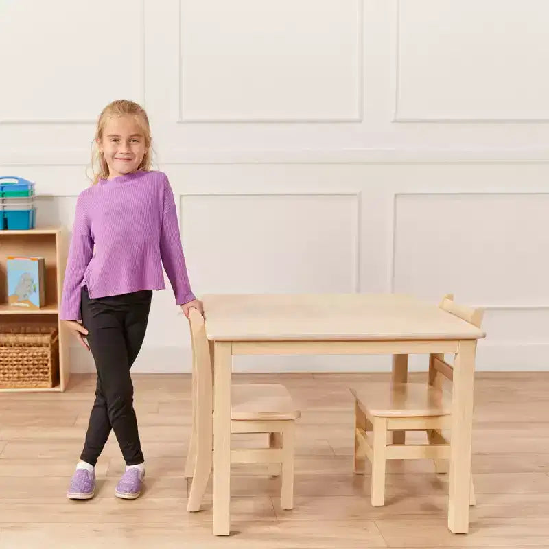 Tavolo per attività per bambini quadrato in legno massello 30" x 30" – Gambe da 22"