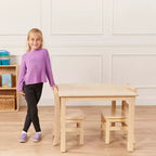 Tavolo per attività per bambini quadrato in legno massello 30" x 30" – Gambe da 22"
